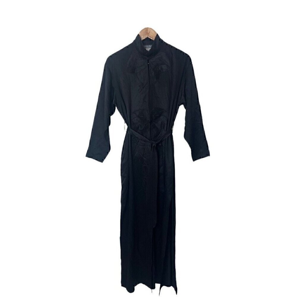 Vintage Fernando Sanchez Asian Black Silk Robe S